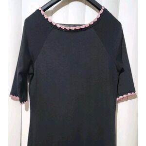 Vintage Maxou 90s Y2K 2000s Black Embroidered Dress Stretchy Bodycon USA Large